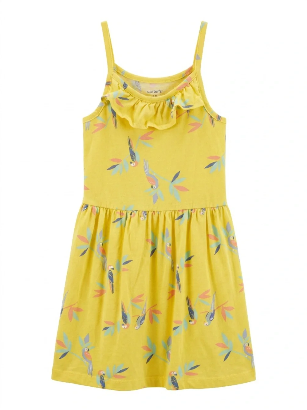 Carter's Yellow Floral Ruffle-Trim Dress